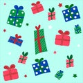 Seamless Pattern Christmas gift red, green, blue Royalty Free Stock Photo